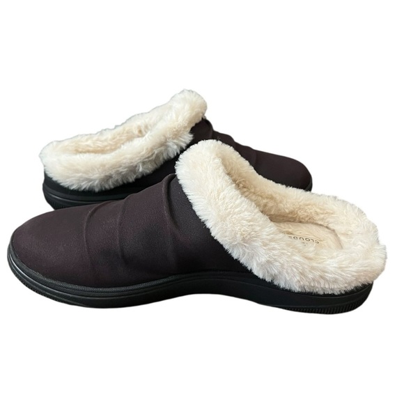Clarks Cloudsteppers Size 8 W Plum Breeze Willow Faux Fur Lined Slip On Clogs - Picture 3 of 10